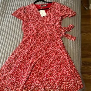 Flutter sleeve semi wrap dress